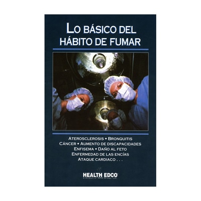 The ABCs of Smoking Booklet Spanish, 16-page full-color booklet cover of operating room with list of conditions, Health Edco, 40413