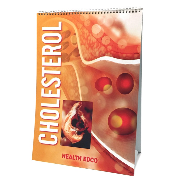 Cholesterol Flip Chart health education resource by Health Edco with six panels and presenter teaching notes, 43117