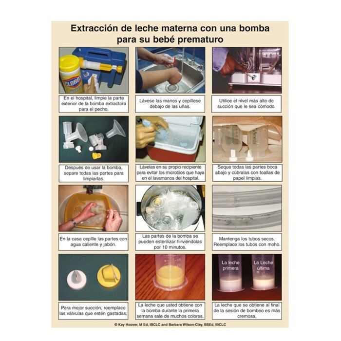 Pumping Milk for your Preemie 50 sheet pad Spanish, photos step by step insturctions, Childbirth Graphics, 50317