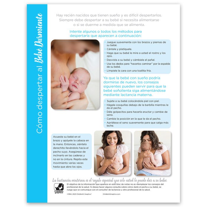 Waking a Sleeping Baby tear pad by Childbirth Graphics for new parents, childbirth teaching materials in Spanish, 52511