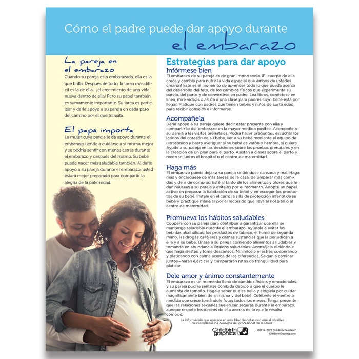 How Fathers Can Support Pregnancy educational tear pad from Childbirth Graphics, expectant dads educational handout, 52618