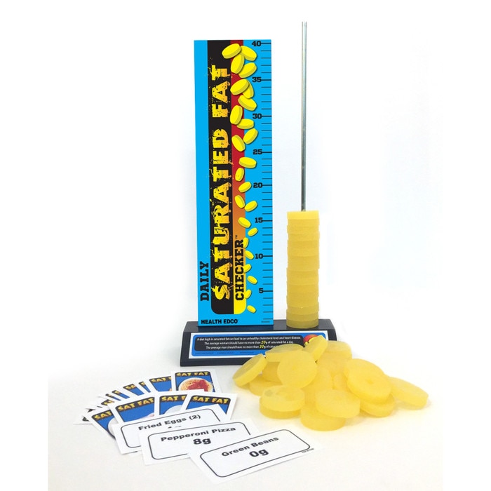 Daily Saturated Fat Checker, health education activity and nutrition teaching tool with game pieces, Health Edco, 72631