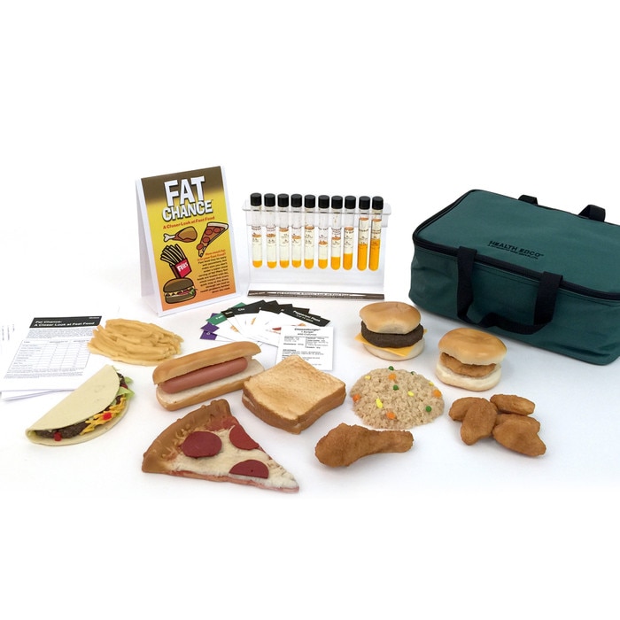 Fat Chance: A Closer Look at Fast Food Display, nutrition education faux foods and test tube set, Health Edco, 79056