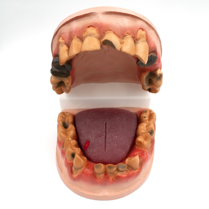 Meth Mouth: An Inside Look Display for health education by Health Edco, mouth model showing oral damage of meth abuse, 79758